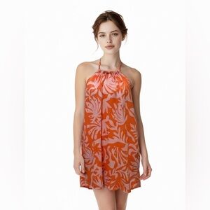 Rachel Zoe Linen Floral Sundress Orange Medium